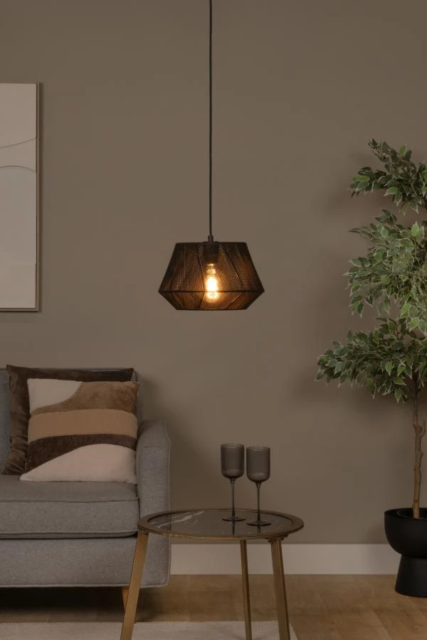 Lucide JESSICA - Hanglamp - Ø 30 cm - 1xE27 - Zwart - sfeer 1